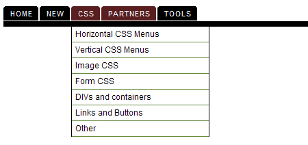 CSS-DHTML ile yatay açılır menü örnekleri
