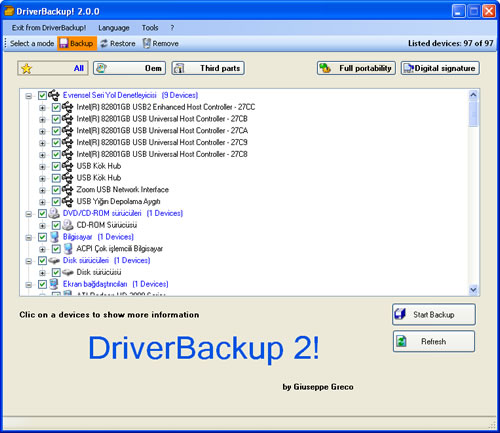 DriverBackup! ile sistem sürücülerini yedekleyin