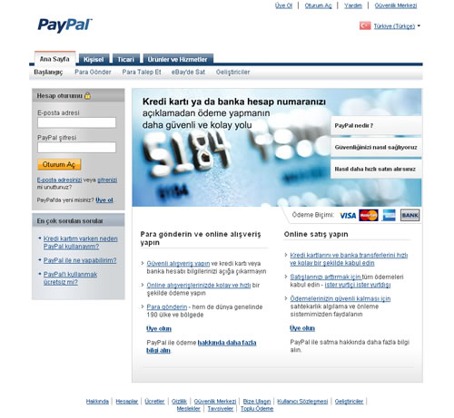 PayPal Türkçe olmuş