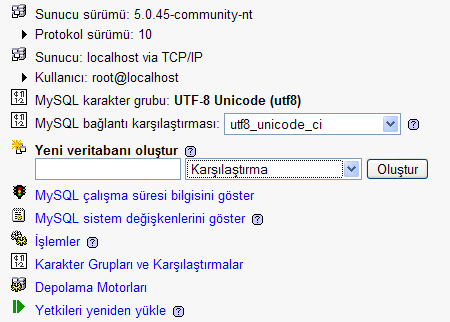phpMyAdmin ile MySQL veritabanı oluşturmak