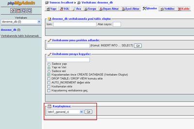 phpMyAdmin ile MySQL veritabanı geri yükleme