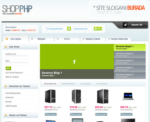 ShopPHP: E-Ticaret Php Script