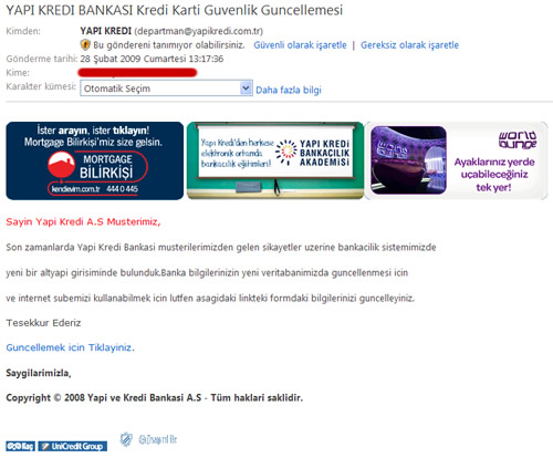 Uyarı: Yapı Kredi Bankası Güvenlik Güncellemesi