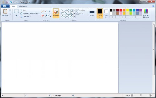Windows 7 ile kabuk değiştiren Paint