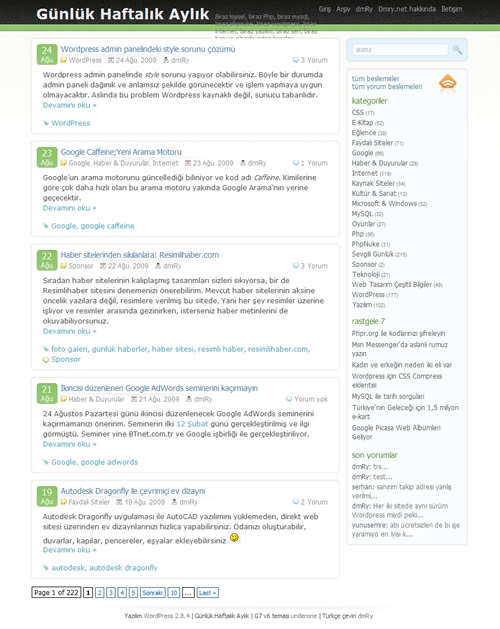 WordPress G7 Teması Türkçe Sürüm