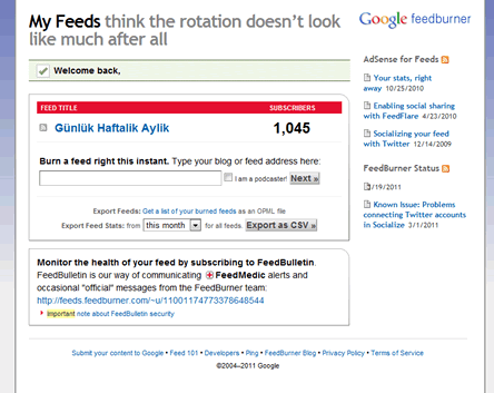 Yeni Google FeedBurner Beta